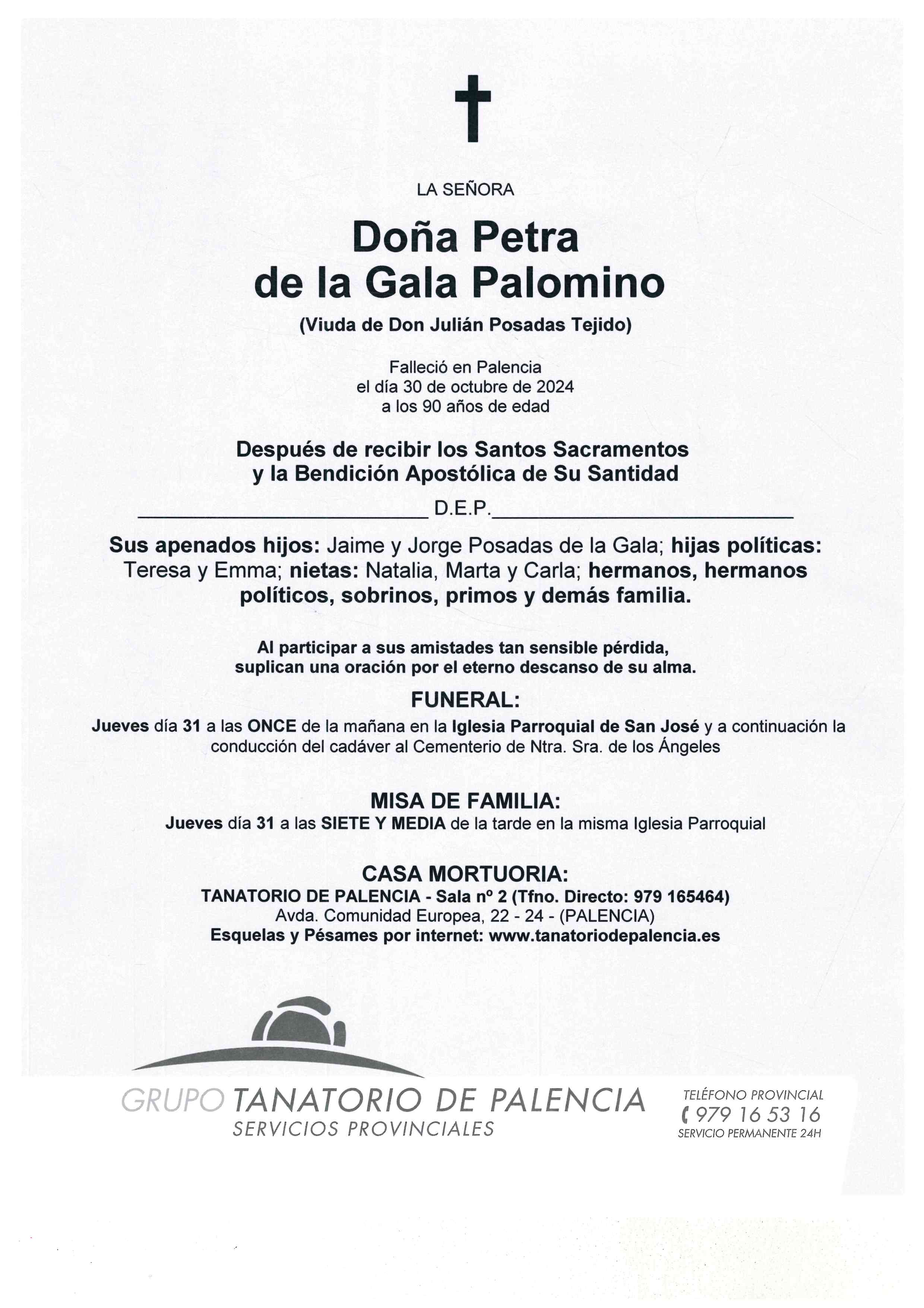 LA SEÑORA DOÑA PETRA DE LA GALA PALOMINO